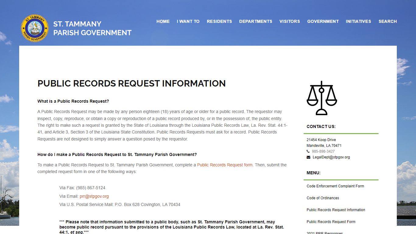 A Public Records Request - St. Tammany Parish Government