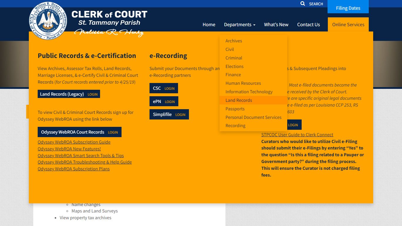 Land Records » St. Tammany Clerk of Court